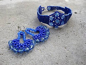 Sady šperkov - Kráľovsky modré vejáriky a náramok - sada č.594 - AKCIA - 7376114_