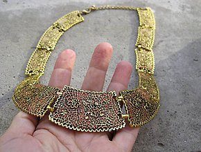 Náhrdelníky - Masívny kovový náhrdelník zlato - 7380160_