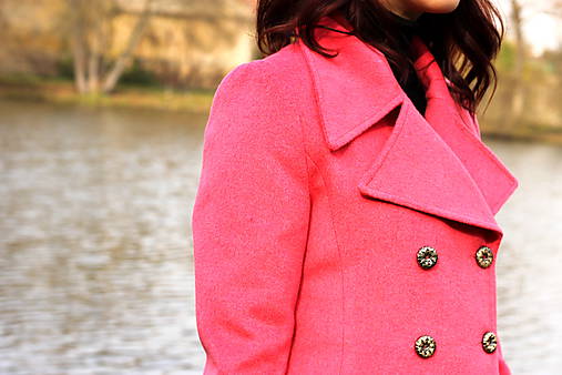 Vlnený kabát - červený