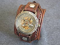 Náramky - Vintage kožené hodinky hnedé - 7384642_