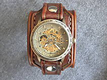 Náramky - Vintage kožené hodinky hnedé - 7384647_