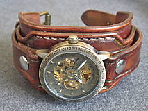 Náramky - Vintage kožené hodinky hnedé - 7384649_