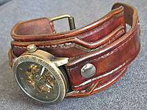 Náramky - Vintage kožené hodinky hnedé - 7384668_