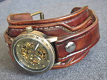 Náramky - Vintage kožené hodinky hnedé - 7384669_