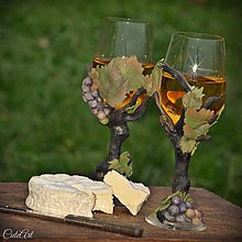 Nádoby - Vo víne je pravda - pohár na víno s viničom - 7385853_