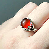 Prstene - Vintage Red Agate & Silver Ag 925 / Strieborný vintage prsteň s červeným achátom - 7388001_