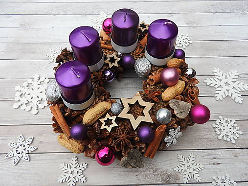  - Adventný venček fialová kráska - 7393136_