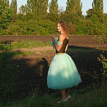 Sukne - Svetlozelená tylová sukňa - 7397631_