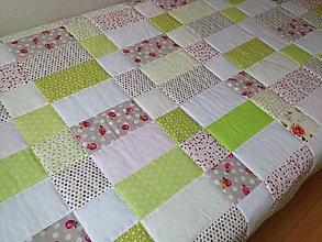 Úžitkový textil - Romantická zeleno ružová deka - 7398141_