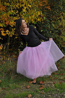 Sukne - Svetlo ružová tylová sukňa - 7402538_