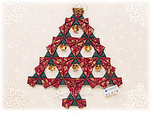 Dekorácie - Vianočný stromček Origami / Zeleno - červený - 7403396_
