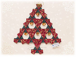 Dekorácie - Vianočný stromček Origami / Zeleno - červený - 7403396_
