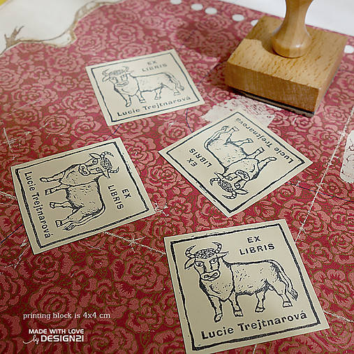 Materiál ručne robený - Býk: pečiatka 4x4 cm - 7408059_
