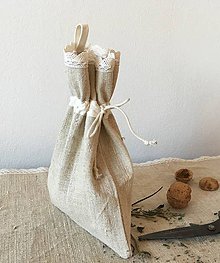 Úžitkový textil - Vrecúško z ručne tkaného ľanu 30x20 cm s uškom na zavesenie - 7410155_