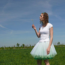 Sukne - Bielo-zelená tylová sukňa - 7418775_