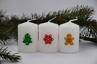 Svietidlá - Vianočné sviečky s farebným zdobením - 7424949_
