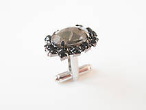 Pánske šperky - Čierne luxusné so štrasom - manžetové gombíky - 7429913_