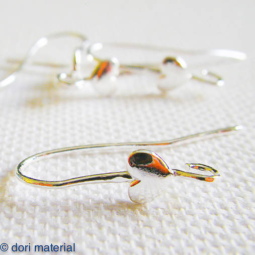 Komponenty - strieborný afroháčik so srdiečkom Ag 925, 26 x 5,4 mm, pár - 7437097_