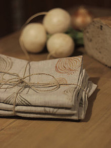 Úžitkový textil - Cibuľové utierky zo 100% kvalitného ľanu s ručnou potlačou - 7438297_