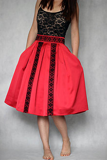 Sukne - Skladaná sukňa s hačkovanou krajkou rôzne farby - 7437915_
