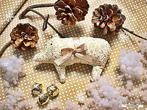 Dekorácie - PRASIATKO -vianočné, pre šťastie, na zavesenie, zapich, dekorácia - 7435786_