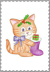 Papiernictvo - Vianočné mačiatko (s čižmičkou) - 7440702_