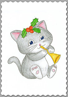 Papiernictvo - Vianočné mačiatko (s trúbkou) - 7439046_