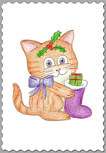 Papiernictvo - Vianočné mačiatko (s čižmičkou) - 7440702_