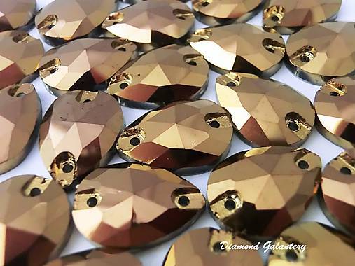 Galantéria - Našívacia sklenená aplikácia 13x18 mm - zlatohnedá - 7444991_