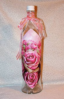 Nádoby - Darčeková fľaša Ružové ruže - 7445862_