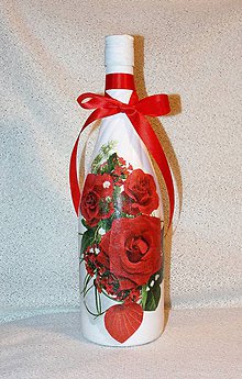 Nádoby - Darčeková fľaša Červené ruže - 7445900_