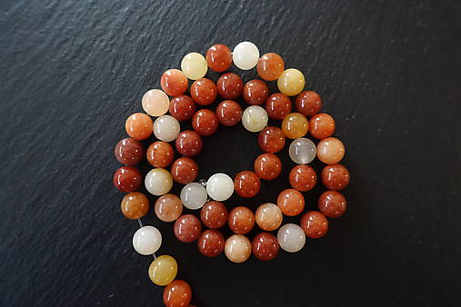 Minerály - Jadeit oranžovočervený 8mm - 7447433_