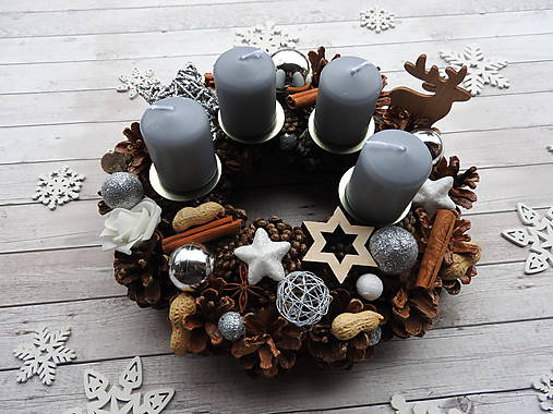 - Adventný venček strieborný - 7448264_