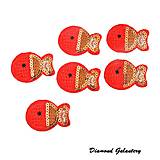 Galantéria - Nažehľovačka rybka s flitrami - červená - 7453856_