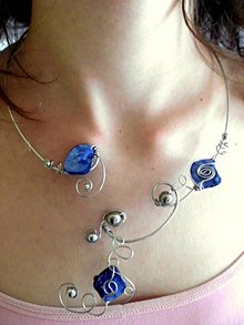 Náhrdelníky - oceľ v modrom šate 2  - náhrdelník - 7456200_