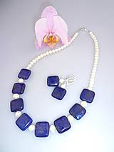 Sady šperkov - lapis a pravé perly náhrdelník náušnice - 7454220_