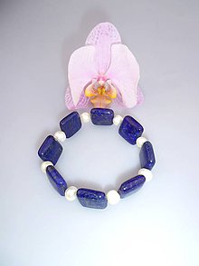 Náramky - perly riečne lapis lazuli náramok - 7457075_