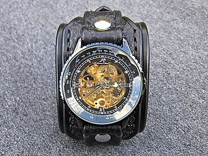 Náramky - Štýlové pánske hodinky, čierne lesklé - 7455086_