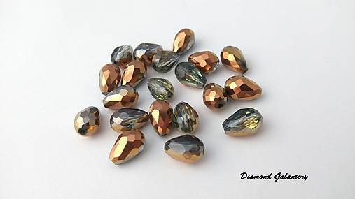 Korálky - Korálka kvapka 8x12 mm - zlato číra - 7458146_
