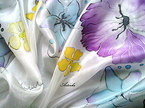 Šatky - Hodvábna šatka "pastelové kvety" - 7459936_
