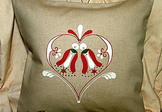 Úžitkový textil - Obliečka s ručne maľovaným ľudovým motívom - 7458080_