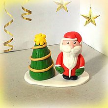 Dekorácie - Zlatý vianočný stromček a (Santa Claus) - 7462264_