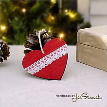 Dekorácie - Vianočná ozdoba - srdce s čipkou 6,5 x 6,5 cm, 1 ks (1052) - 7464037_