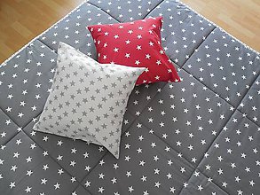 Úžitkový textil - Prehoz, vankúš patchwork vzor šedo  - biela  hviezdička ( rôzne varianty veľkostí ) - 7464295_