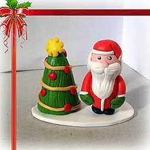 Sochy - Zlato červený vianočný stromček (a Santa Claus) - 7465206_