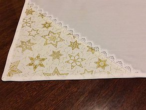 Úžitkový textil - Vianocny obrus biely so zlatymi hviezdickami - 7469447_