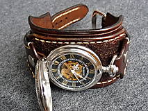 Náramky - Steampunk vreckové/náramkové hodinky hnedé - 7469405_