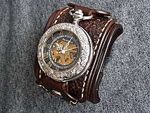 Náramky - Steampunk vreckové/náramkové hodinky hnedé - 7469408_
