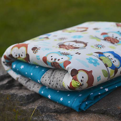 Detský textil - Sovičková tyrkys - 7476986_