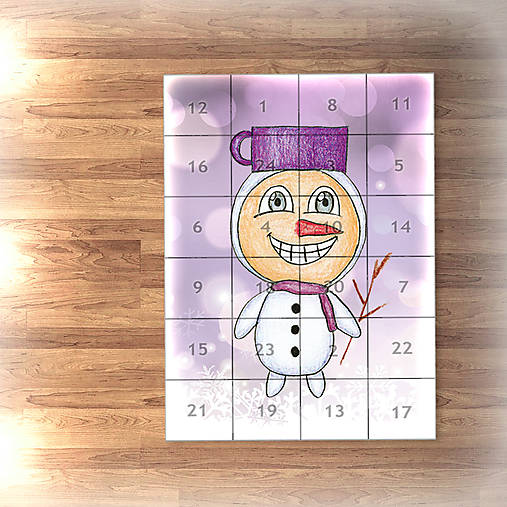 Netradičný adventný kalendár skladačka detské kostýmy - svetielka  (snehuliak)